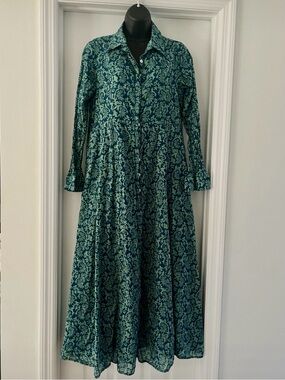 Livro classic block print maxi shirt dress